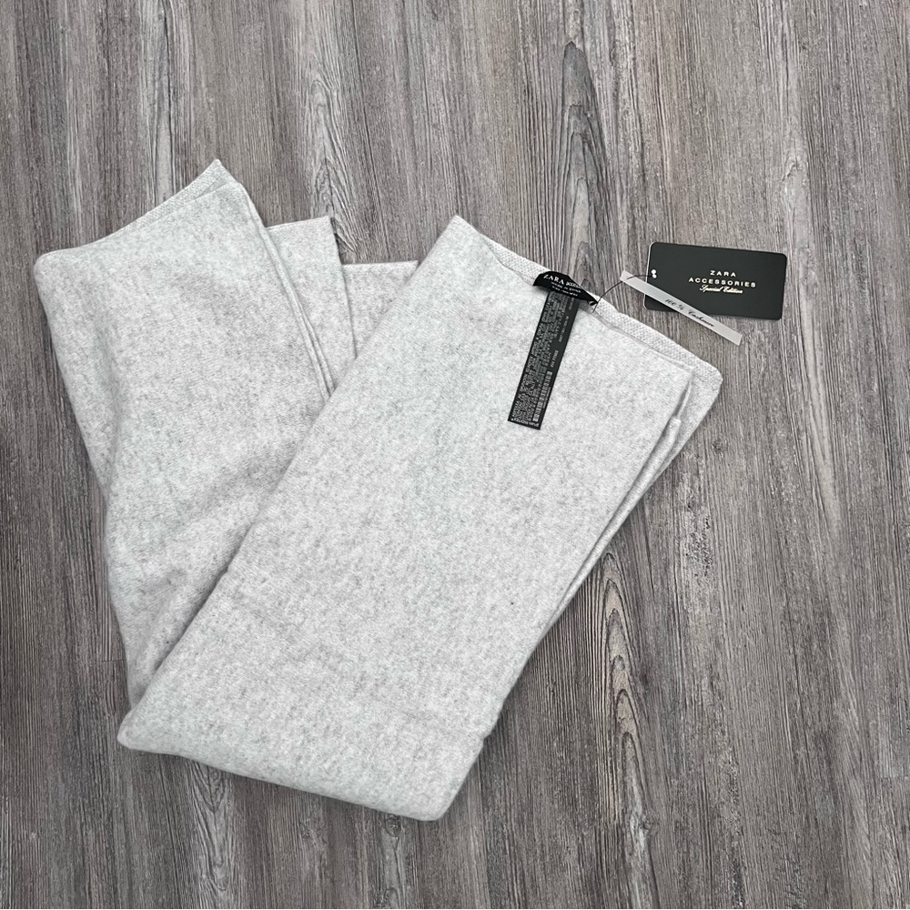 Rare Zara Oversized 100% Cashmere Scarf Shawl Wrap Gray Marl NWT Christmas Gift
